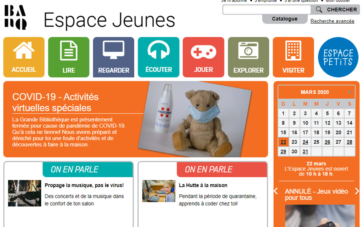 Cours gratuits proposés par l'Espace Jeune de la BanQ